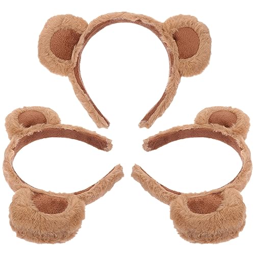 Beavorty 3st Stirnband Mit Bärenohren Tierohren Stirnband Plüsch Stirnbänder Für Kinderpartys Dekorative Kopfbedeckung Bär Cosplay Stirnband Mädchen-bär-Stirnband Hörner Stoff Haar Fräulein von Beavorty