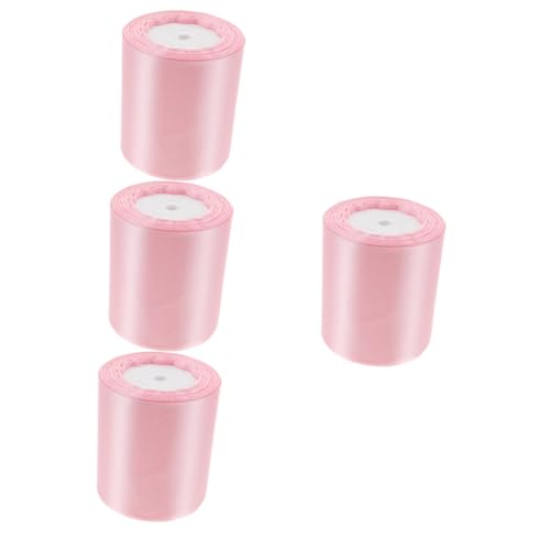 Beavorty 4 Rollen 10cm Band ribbon bandfeile stoffgürtel hochzeitsdeko hochzeitsdeco Klammer Polyesterband Blumenstrauß liefert DIY Kopfschmuckband exquisite Geschenkbänder Banddekor Rosa von Beavorty