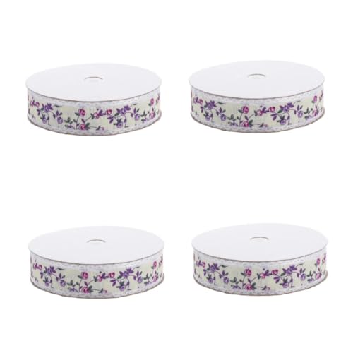 Beavorty 4 Rollen Spitzen Band Spitzenkuchen-verpackungsband Dekoratives Band Bänder Mit Blumenmotiv Spitzenbesatz Spitzen-diy-nähzubehör Blumenbanddekoration Kuchenband Violett Polyester von Beavorty