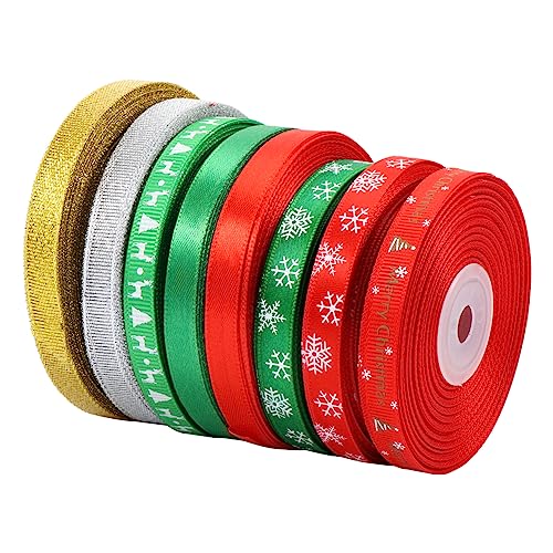 Beavorty 8 Rollen 25 Weihnachtsband seidenband ribbon Farbenfrohes Band weihnachtsbänder weihnachtliches Polyesterband weihnachtsdekorband dekoratives Band Geschenkverpackungsband Schleife von Beavorty