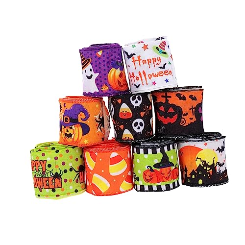 Beavorty 9 Rollen Halloween Band Schneidbares Band Tragbares Band Kranz Schleifenband Multifunktionales Geschenkband Praktisches Band Stuhldekorationen Tragbares Band Eisendraht von Beavorty