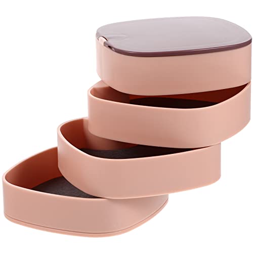 Beavorty Drehbar Schmuckkasten Schmuckschatulle Schmuckkästchen Schmuckdose Schmuckbox 4 Ebenen Deko Schmuckaufbewahrung für Ringe Ohrringe Halskette Armband Geburtstag Geschenk Dekoration Pink von Beavorty