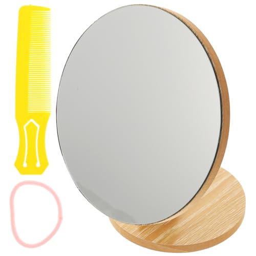 Beavorty Drehspiegel aus Holz Vanity Mirror schminkspiegel kleiderkomoden schminktisch kommode Vorrichtungen Stand rotierender Spiegel LED drehbarer Desktop-Spiegel Desktop-Kosmetikspiegel von Beavorty