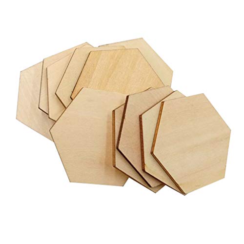 Beavorty Hölzerne Ornamente Akustikpaneele 100 50 Mm Holzsechskantstücke Wabenförmige Holzformen Scheiben Ornamente Verzierungen für DIY-Kunsthandwerksprojekte Kindermalerei Holzscheiben von Beavorty