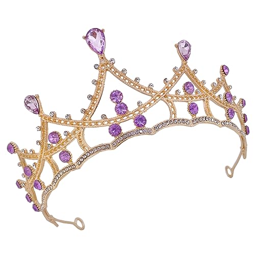 Beavorty Kristallkrone Dekorationen Kopfbedeckung Roben Hochzeitskleid Stirnbänder Geschlecht Aufdecken Brautjungfer Schleife Brautschleier Tiaras Kostüm Juwelenbesetzt Golden Acryl von Beavorty