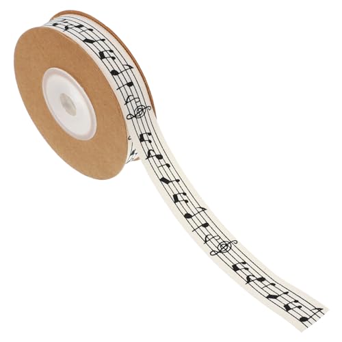 Beavorty Musiknotenband Geschenkband Musik DIY Bastelband Bastelmaterial Noten Geburtstagsband Baumwollband DIY cooles Zeichen Schmuckfiguren Bürotischschild Verpackungsband Baumwolle Beige von Beavorty