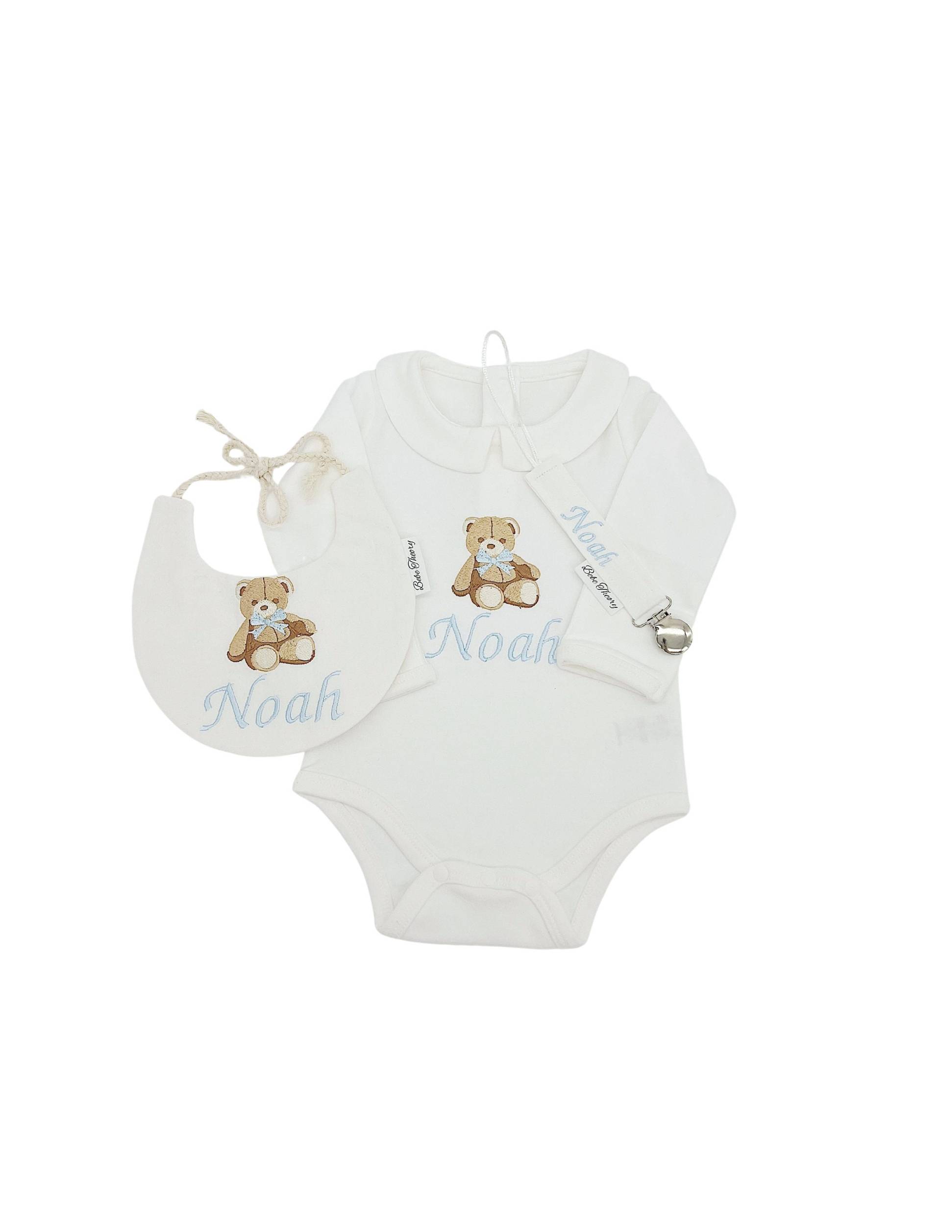 Weißer Teddybär Geschenk Set - Neugeborene Jungen Mädchen Outfit von BebeTheory