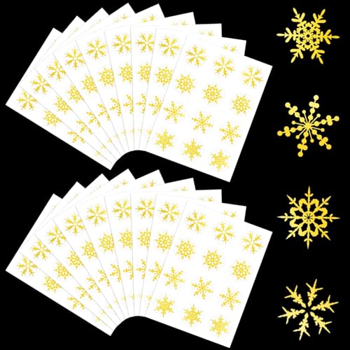 Becellen 18 Blatt Schneeflocke Aufkleber, Aufkleber Rund Sticker Weihnachten Wasserdichte Selbstklebend Aufkleber für Weihnachten Geschenk Dekoration von Becellen