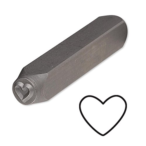 Stahl Design Stamp Punch Tool Beiwerk Metall, Kunststoff, Schmuck, unbeschrieben, Clay + Heart 5x5mm von Bedazzlinbeads