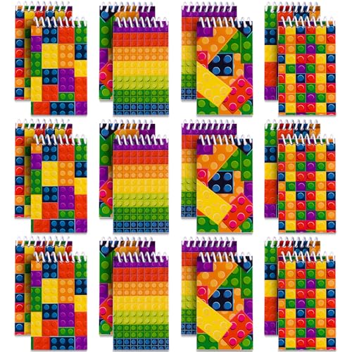 Bedwina Mini-Baustein-Notizbücher (32 Stück), Spiral-Notizblöcke in verschiedenen Ziegelstein-Stilen, im Taschenformat für Kinder, für Geburtstagsgeschenke, Goodie-Bag-Stuffers von Bedwina