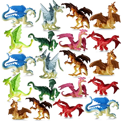 Bedwina Mini Drachen Kinder Spielzeug – 36 Stück 5,1 cm Große Kunststoff Drachen Figuren Designs – Drachenfiguren Kinderspielzeug, Dekoration, Cupcake-Topper, Piñatas von Bedwina