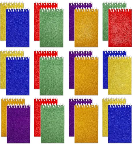 Bedwina Mini-Prisma-Spiral-Notizblöcke – (Großpackung mit 24 Stück), kleine Taschen-Mini-Notizbücher für Kinder, 6,3 x 9,1 cm – 20 Blatt pro Buch, oben gebundene Spiral-Notizblöcke für Partygeschenke von Bedwina