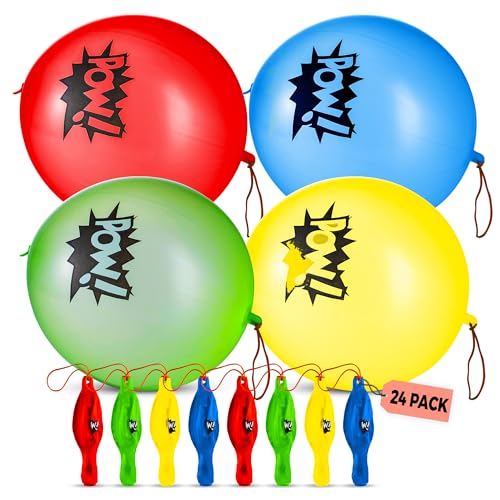 Superhelden Punch Ballons – 24er-Packung Punch Ballons XXL, Pow-Comic-Superhelden Luftballons für Karneval, Mitgebsel Kindergeburtstag, Mitbringsel Kindergeburtstag von Bedwina