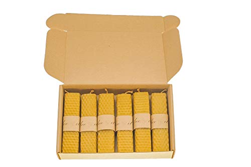 BeeIT Square Candles 100% Bienenwachs, 6 x Reines Bienenwachs, handgerollte quadratische Kerzenbox mit Bienenwachssäulenkerzen 2,5 cm x 11 cm von BeeIT