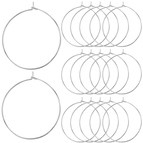 Beebeecart 1 Box Mit 40 Ohrringen Aus Titanstahl Perlenohrringe 30x0.7mm Stift Weinglasanhänger Ringe Runde Offene Ohrringdrähte Für Frauen Perlenohrringe Herstellen Weinglasmarker von Beebeecraft