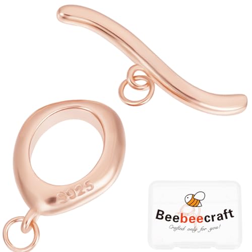 Beebeecraft 1 Box 1 Sets Knebelverschlüsse Für Schmuck 925 ovale OT Verschlüsse Aus Sterlingsilber T Stab Endverschlüsse Für Die Herstellung von Selbstgemachten Halsketten Und Armbändern (Roségold). von Beebeecraft