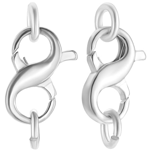 Beebeecraft 1 Box 1 Stück Doppel Karabinerverschluss 925 Sterling Silber Halskettenverschluss Verlängerungen 13 mm Kleine Doppel Klauenverschlüsse Mit 2 Stück Offenen Biegeringen Für Halsketten von Beebeecraft