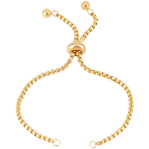 Beebeecraft 1 Box 10 Stränge Verstellbare Schieber-Armbandkette Gold Edelstahl 26 cm Schmuckherstellungsketten Mit Kugelenden Für Frauen Halbfertiges DIY von Beebeecraft