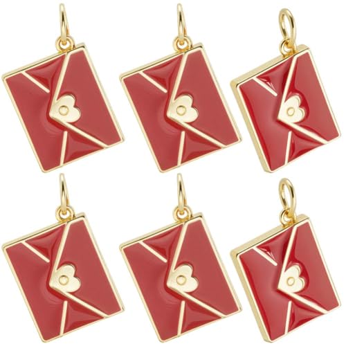 Beebeecraft 1 Box 10 Stück Roter Emaille Umschlag Anhänger 18 Karat Vergoldetes Messing Süße Liebesbrief Herz Anhänger Für DIY Schmuck Armband Halskette Ohrringe Bastelzubehör Beebeecraft 1 Box 10 Stück Roter Emaille Umschlag Anhänger 18 Karat Vergoldetes Messing Süße Liebesbrief Herz Anhänger Für DIY Schmuck Armband Halskette Ohrringe Bastelzubehör von Beebeecraft