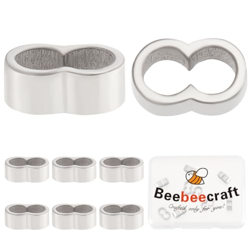 Beebeecraft 1 Box 10 Stück Schiebeperlen Aus Edelstahl Glatt Oval Silberfarben Großes Loch Metall-Charm-Perlen Für Die Schmucksuche Halskette Armbandherstellung Zubehör Loch 4x8 mm von Beebeecraft