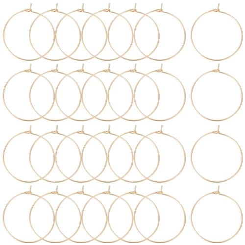 Beebeecraft 1 Box 100 Stück Creolen Ohrringe 18 Karat Vergoldet Edelstahl 30 mm Weinglas Anhänger Ringe Mit 0.7 mm Stift DIY-Ohrring-Perlen Für Die Herstellung von Creolen von Beebeecraft