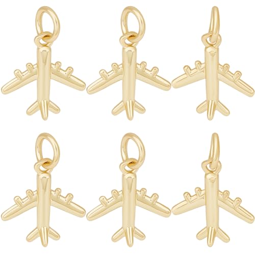 Beebeecraft 1 Box 12 Stück Flugzeug Charm 18 Karat Vergoldet Flugzeug Flugzeug Flug Fluggesellschaft Transport Anhänger Charms Mit Biegeringen Für Die Herstellung von Schmuck von Beebeecraft