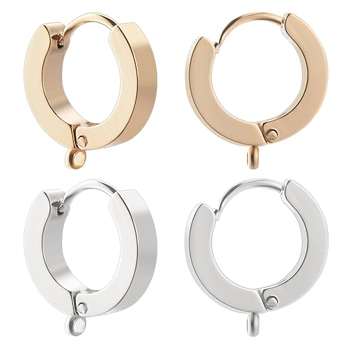 Beebeecraft 1 Box 16 Stück Runde Brisur-Haken 24K vergoldet und Sterling Silber 201 Edelstahl-Huggie-Creolen Brisur-Ohrringe Mit 316 Edelstahl Pin Für Die Schmuckherstellung DIY-Handwerk Beebeecraft 1 Box 16 Stück Runde Brisur-Haken 24K vergoldet und Sterling Silber 201 Edelstahl-Huggie-Creolen Brisur-Ohrringe Mit 316 Edelstahl Pin Für Die Schmuckherstellung DIY-Handwerk von Beebeecraft