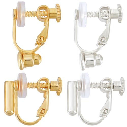 Beebeecraft 1 Box 16 Stück Schraub Clip On Ohrring-Konverter 18K Vergoldet Und 925 Sterlingsilber 2 Stil Schraube Nicht Durchbohrte Clip On Ohrring Ergebnisse Komponenten Für Die DIY Ohrring von Beebeecraft