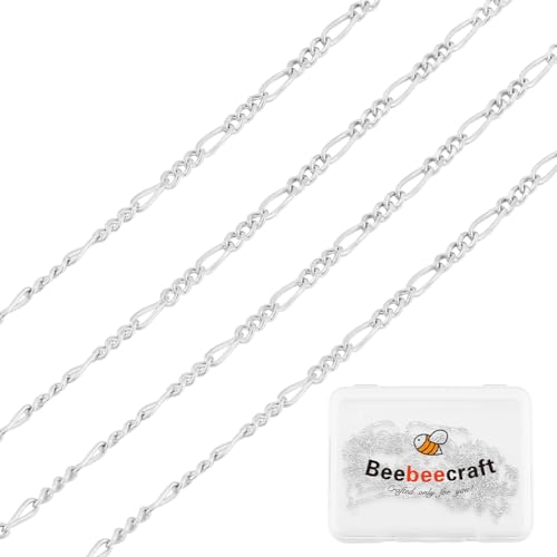 Beebeecraft 1 Box 1M Figaro Kette Aus Sterlingsilber Flache Kette Bulkware Für Die Schmuckherstellung von Beebeecraft