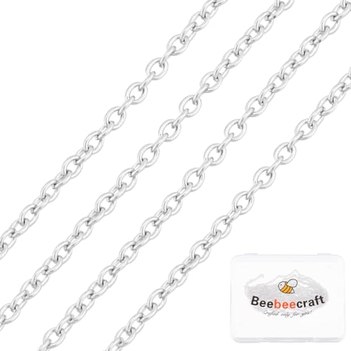 Beebeecraft 1 Box 1M Kabelkette Sterling Silber Flachkette Bulk Für Die Schmuckherstellung von Beebeecraft