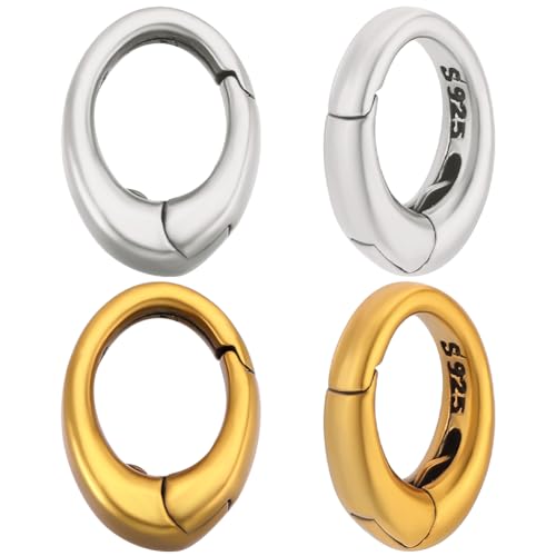 Beebeecraft 1 Box 2 Stück 2 Farben Spring Gate Ringe 925 Sterling Silber O Ring 9mm Verschluss Karabiner Karabinerhaken Clip Verschlüsse Schlüsselanhänger Verbinder Für Die Schmucksuche (dick: 2mm) von Beebeecraft