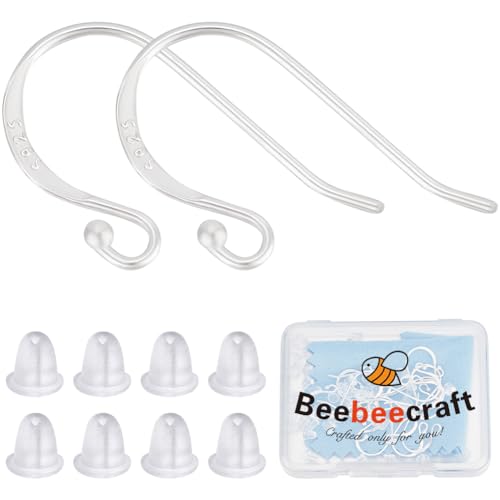 Beebeecraft 1 Box 20 Stück Französische Ohrhaken 925 Ohrhaken Aus Sterlingsilber Mit Kugel Ohrmuttern Fischhaken Ohrring Beschläge Baumelnde Ohrhaken Zur Schmuckherstellung Ohrringzubehör DIY Basteln von Beebeecraft