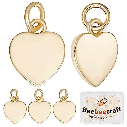 Beebeecraft 1 Box 20 Stück Herzanhänger 18K Vergoldet Liebesanhänger Baumelnde Charms Mit Biegeringen Für DIY Halskette Armband Ohrring Hochzeit Schmuckherstellung (12x9.5x1.5mm) von Beebeecraft