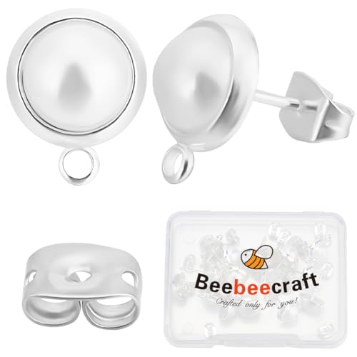 Beebeecraft 1 Box 20 Stück Perlenohrring Zubehör 925 Sterling Silber Plattierte Ohrstecker Mit Schlaufe Zur Schmuckherstellung 20 Stück Ohrstecker. von Beebeecraft