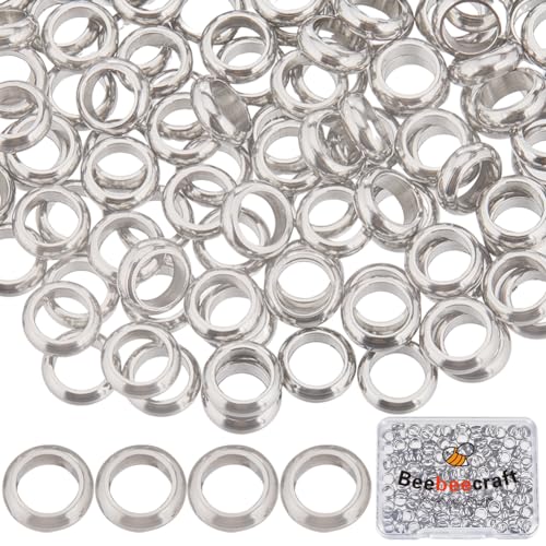 Beebeecraft 1 Box 200 Stück Edelstahl Großlochperlen 6 mm Flache Runde Abstandshalterperlen Für DIY Halsketten Schmuck Armbänder Basteln von Beebeecraft