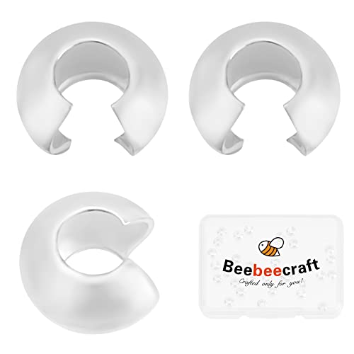 Beebeecraft 1 Box 30 Quetschperlen Abdeckungen 925 Sterlingsilber Perlenspitzen Knotenabdeckungen 4 mm Halbrunde Offene Rohrperlen Knotenabdeckungen Für Die Schmuckherstellung von Beebeecraft