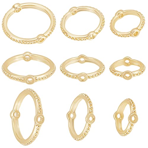 Beebeecraft 1 Box 30 Stück 3 Größen Runde Perlenrahmen 14 Karat Vergoldete Doppelloch-Kreis-Perlenrahmen Für Ohrring-Armband-Halsketten-Schmuckherstellung von Beebeecraft