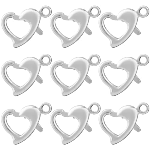 Beebeecraft 1 Box 30 Stück Herz Karabinerverschlüsse 925 Sterling Silber Plattiertes Messing Karabinerverschluss Schmuckarmbandverschlüsse Verbindungsstück Mit Biegering Für Valentinstag DIY von Beebeecraft