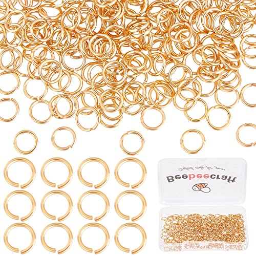 Beebeecraft 1 Box 300 Stück Gold Biegeringe 18K Vergoldete Offene Biegeringe 6 mm Für Die Schmuckherstellung Halsketten Schlüsselanhänger Gelber Stecker von Beebeecraft