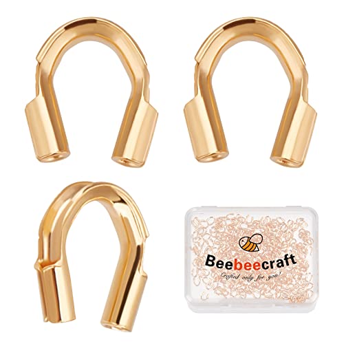 Beebeecraft 1 Box 300 Stück Wire Guardian 18K Vergoldetes Messing U Form Wire Guard Loops Fadenschutz Für Die Schmuckherstellung Ohrring Armband Halsketten (Loch: 0.6 mm) von Beebeecraft