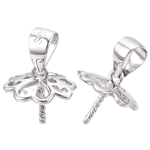 Beebeecraft 1 Box 4 Stück Blumen-Perlenkappen Aus Sterlingsilber Blumenperlen Bügel-Cup-Charms Verbinder Für 3 mm Halbgebohrte Perlen Zur Herstellung von Schmuck Und Halsketten von Beebeecraft