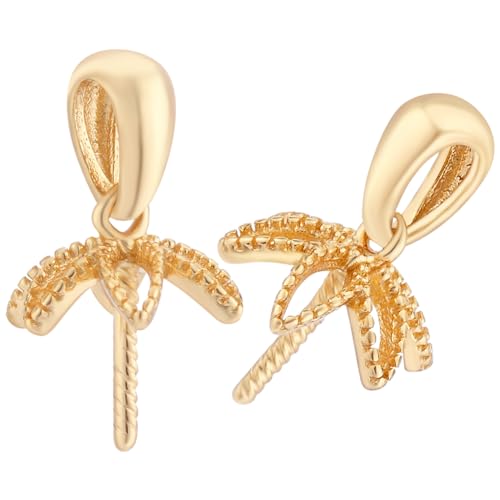 Beebeecraft 1 Box 4 Stück Hohlblumen Perlenkappen Aus Sterlingsilber Gold Blumenperlen Bügel Cup Charm Verbindungsstücke Mit 0.7 Mm Stift Für Halbgebohrte Perlenschmuck von Beebeecraft