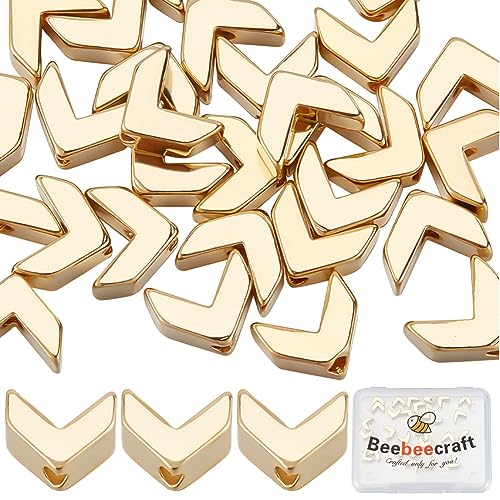 Beebeecraft 1 Box 40 Stück Abstandsperlen 24 Karat Vergoldet Lose Glatte Geometrische Tila Pfeil Perlen Verbinder Für Schmuckherstellung Halskette Armband DIY Handwerk von Beebeecraft