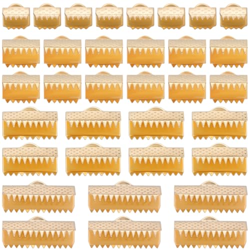 Beebeecraft 1 Box 48 Stück Crimp Enden Für Bänder 18 Karat Vergoldet 304 Edelstahl 4 Größen Kordelenden Crimp Enden Zur Schmuckherstellung von Beebeecraft