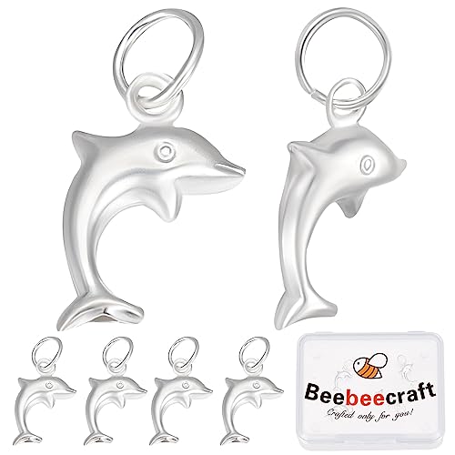 Beebeecraft 1 Box 5 Stück DelfinCharms 925 SterlingSilberMeerestierCharms Mit Biegeringen OzeanThemenAnhängerCharm Für Selbstgemachte SommerStrandSchmuckgeschenke von Beebeecraft