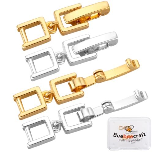 Beebeecraft 1 Box 6 Falt Verlängerungsverschlüssen 18 Karat Gold Und Platiniertes Messing 29 mm Lange Halsketten Und Armbandverlängerungen Faltverschlüsse Für Die Herstellung von Armbändern von Beebeecraft
