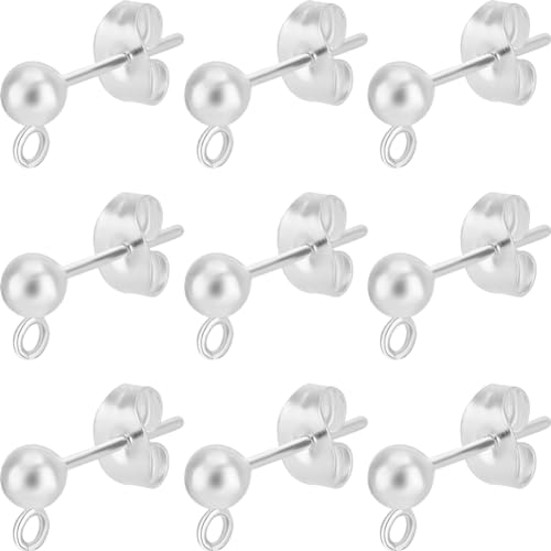 Beebeecraft 1 Box 60 Stück Kugel Ohrstecker Aus Edelstahl 4 mm Runde Geometrie Ohrstecker Mit Loch Und Ohrmuttern Für Schmuckher stellungs zubehör von Beebeecraft