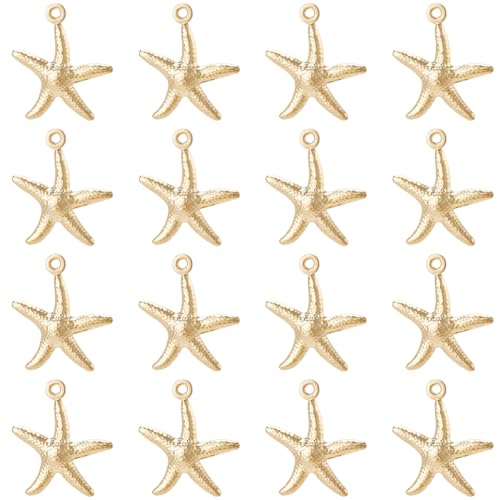 Beebeecraft 1 Box 60 Stück Seestern-Charm 24K Vergoldeter Edelstahl Seesterne Ozean Tier Strand Sommer Hawaii Charms Für Ozean Die Schmuckherstellung Charms DIY Halskette Ohrringe von Beebeecraft