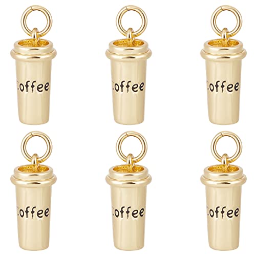 Beebeecraft 1 Box 8 Stück Kaffeetassen-Charms 18 Karat Vergoldete Kaffee-Anhänger-Charms Mit Biegeringen Loch: 3 mm Für DIY-Geschenk-Armbänder Halsketten-Ohrring-Herstellung von Beebeecraft