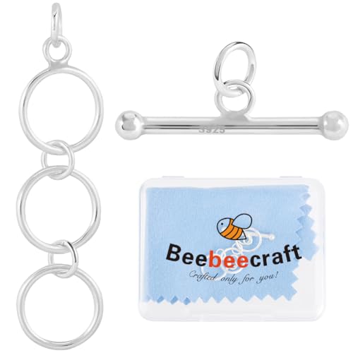 Beebeecraft 1 Box Mit 1 Knebelverschlüssen Zur Armbandherstellung 925 Knebelverschlüsse Aus Sterlingsilber Mit Drei Ringen Und 1 SilberPoliertüchern von Beebeecraft